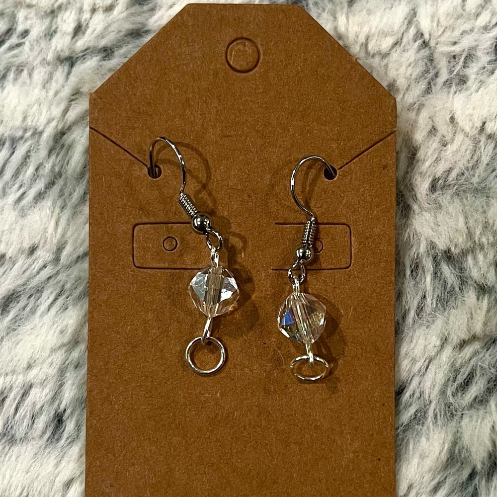 Elegant Silver Crystal Drop Silver Earrings